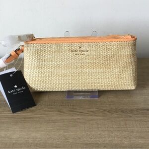 Kate Spade New York Double Zip Wren Straw Wristlet Clutch NWT $159